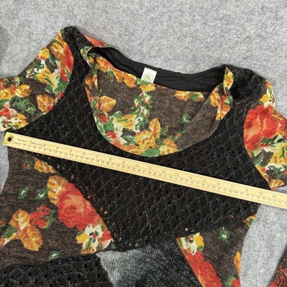 This & That Sweater Sz Large Artsy Boho Floral Crochet Colorblock Pullover Tunic - Picture 9 of 13